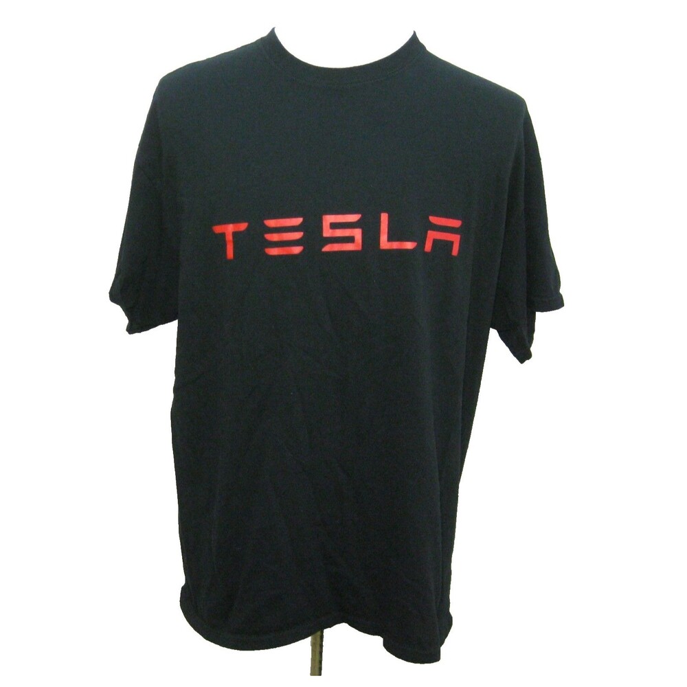 Tesla Black T-Shirt Mens Size XL Short Sleeve Graphic Logo 100% Cotton Top